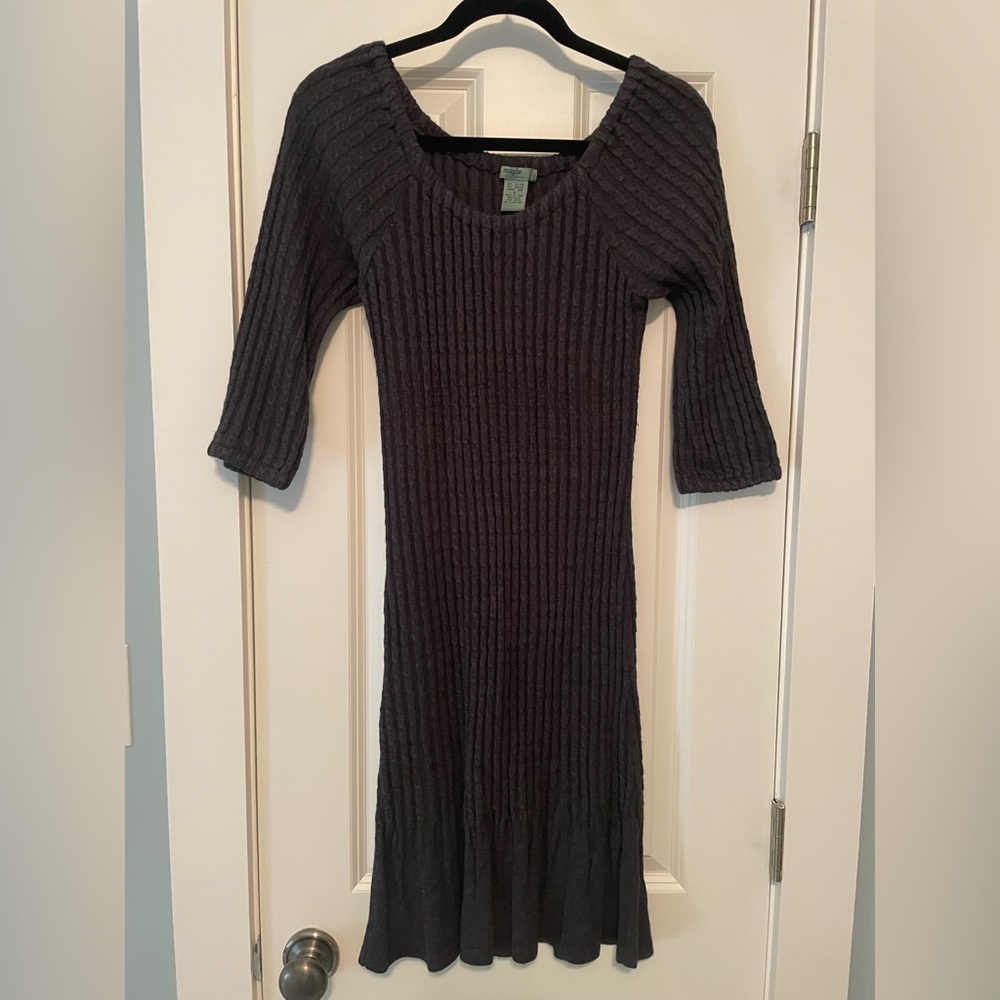 Elegant Black Knit Dress by Maple Size Small